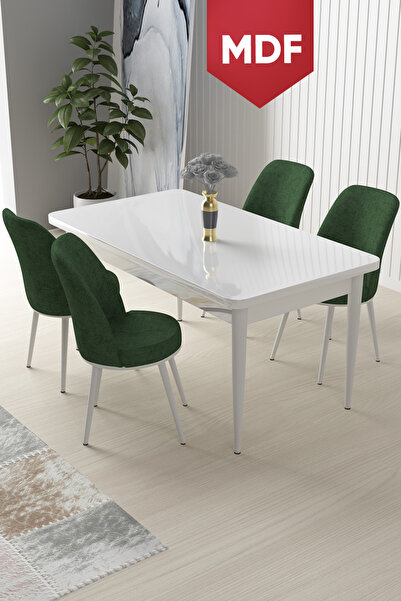 Canisa Concept Nil Serisi 70x110 MDF Sabit Mutfak Masası Takımı Beyaz Masa 4 ...