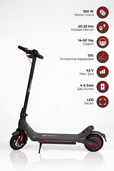 PiranTech A1 Elektrikli Scooter 350W Güç - Kırmızı