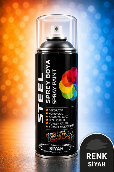 TBYSHOP Siyah Renk Sprey Boya 400 ML Dekoratif Boya Graffiti Duvar Boyası Mob...