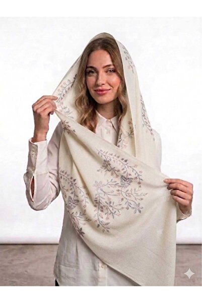 Veil Designer طرحه بوال اوف اويت طبقتين بتطريز في وسط الطرحه قماش بوال ياباني...