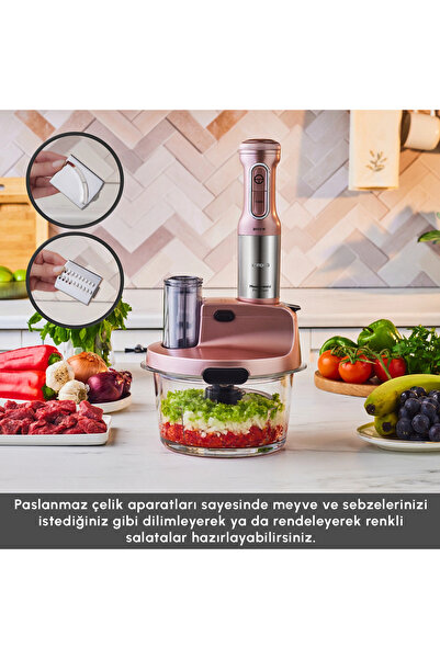 Karaca 6 Bıçaklı Premium CAM Mutfak Robotu  Çırpma, Dilimleme, Doğrama, Blend...