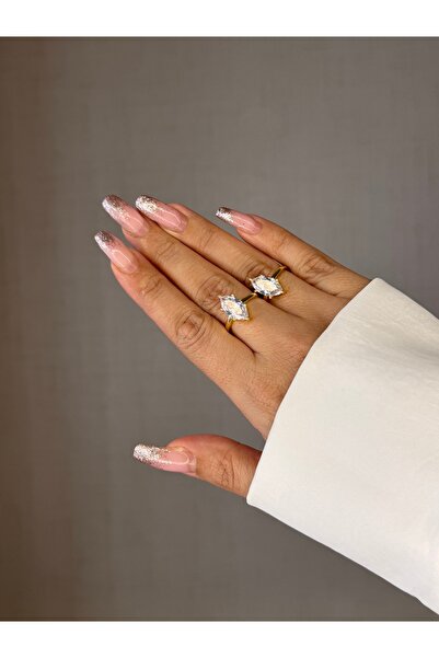 MOD10 Helen Jewerly Markiz elmas kesim tek taş ayarlanabilir gold yüzük