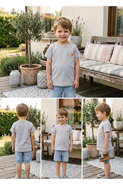 meyastore Boy's T-Shirt with Colorful Letter Print