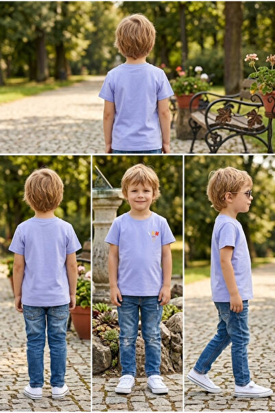 meyastore Boy's T-Shirt with Colorful Letter Print