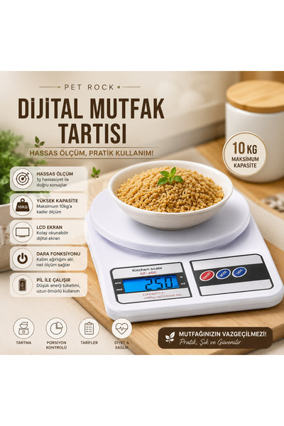 Pet Rock DİJİTAL HASAS MUTFAK SF400 10KG MUTFAK TARTISI LÜX PRR