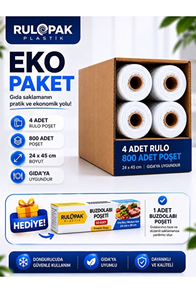 Rulopak Rulo Poşet 4'lü 800 Adet