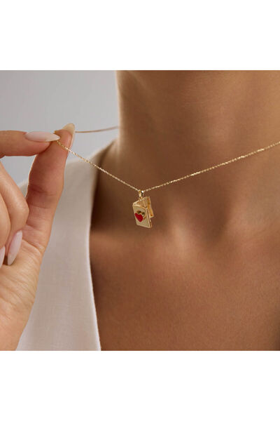 Sembol Gold Love Secret Resimli Kolye 10.1 mm 45 cm
