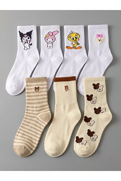 çorapdunyam 7-Piece Kuromi Pattern Character College Socks
