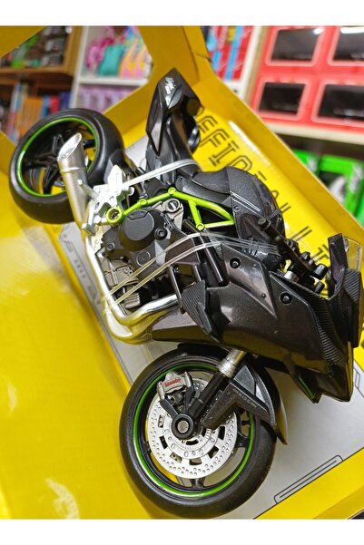 OYUNCAKSAHİLİ Kawasaki Ninja H2 Motorsiklet Tarz Model Ayakta Durur Motor 17x9cm Koleksiyon Metal Motosiklet 1:12