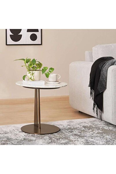 PAN HOME Emmett End Table Marble - White Gold