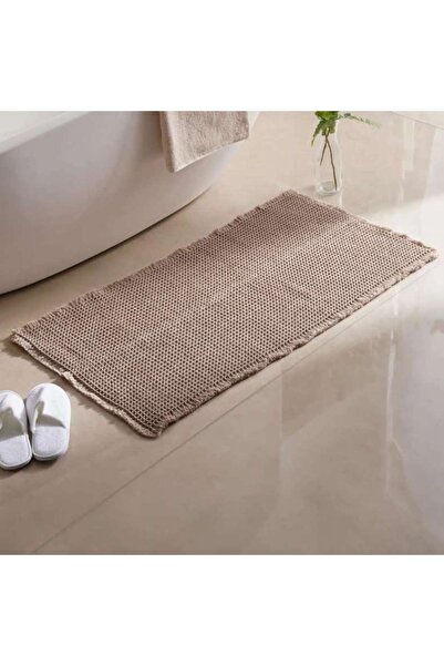 PAN HOME Pearly Waffle Fringe Bathmat 60x120cm - Beige