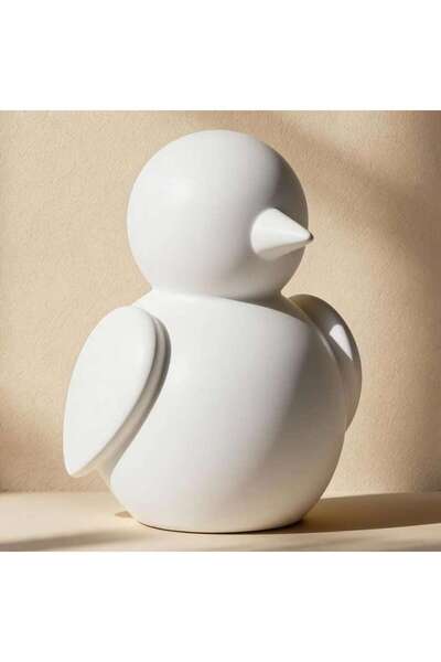 PAN HOME تمثال طائر من البولي ريزين للديكور 9.5×9×12 سم - أبيض