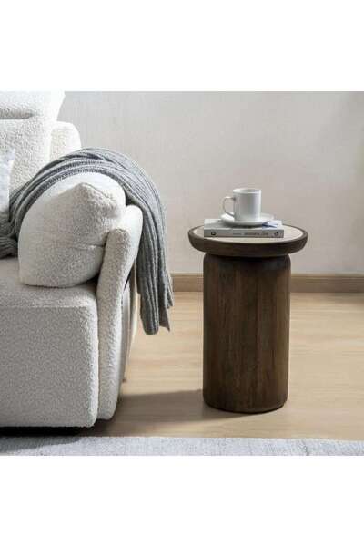 PAN HOME Topiaz End Table Marble High - White Brown