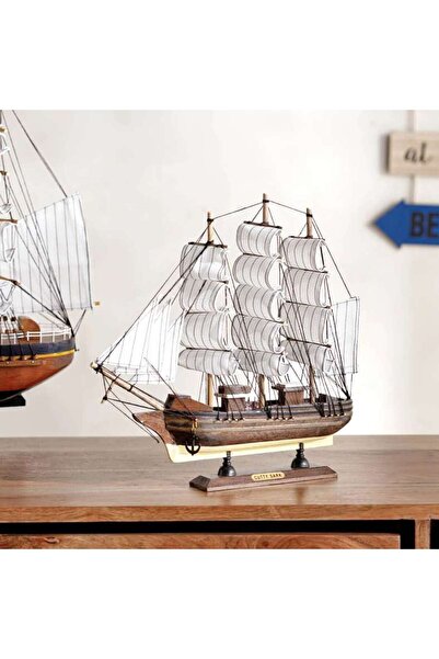 PAN HOME Mishell Wooden Boat Decor 33x6.8x32cm - Brown