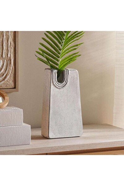 PAN HOME مزهرية أرال مصنوعة من الورق المقوى المزخرف يدويًا 17×8×30 سم - أبيض