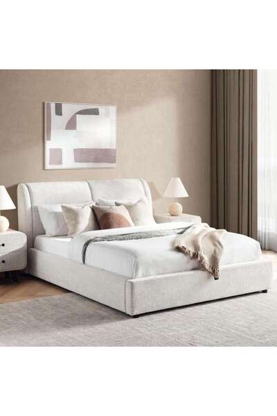 PAN HOME Pourera King Bed With Hydraulic 180x200 Cm - Grey