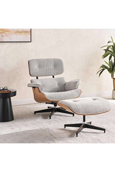 PAN HOME Ariste Lounge Chair With Ottoman - Nautral & Beige