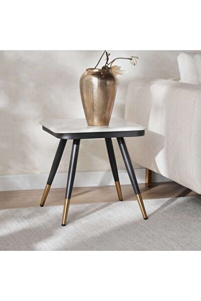 PAN HOME Brooklyn End Table Marble - White & Black