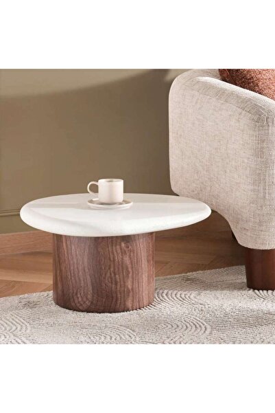 PAN HOME طاولة قهوة صغيرة من زانثي - بيضاء طبيعية