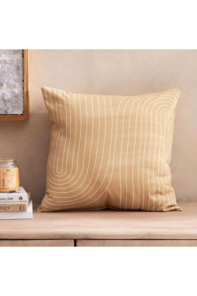 PAN HOME Arc Printed Filled Cushion 45x45 Cm-mustard