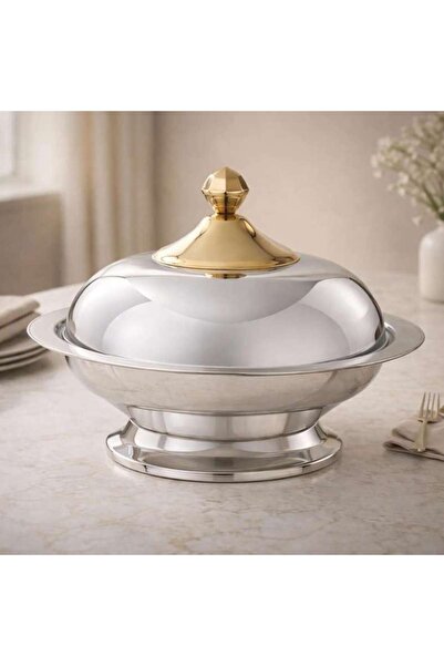 PAN HOME طبق تقديم جلانزا قطر 50 سم - كروم