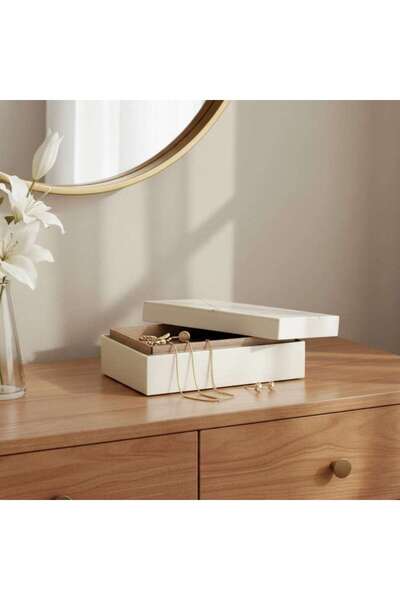 PAN HOME صندوق ديكور من الراتنج من آريا 20×13×5 سم - أبيض