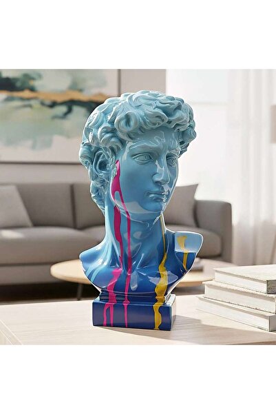 PAN HOME Tiberius Polyresin Ombre Bust Of David 18x16x30cm - Blue