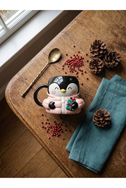 Rosie Penguen Figürlü Dolomite Kupa, Ceket Giyen Penguen, 400 ML Mug