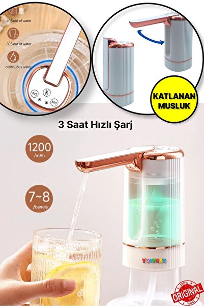 TOYFEST Zaman Ayarlı Katlanır Musluk 1200 MA Bataryalı USB ile Şarj Olabilen ...