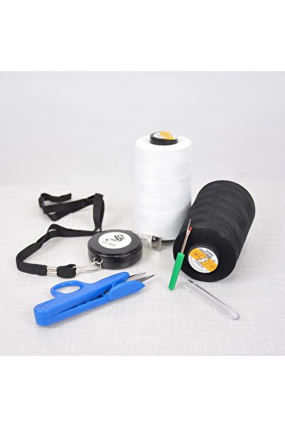 FDM Bora Siyah ve Beyaz Dikiş İpliği, Askılı Otomatik Mezura 1.5 mt, Tc-805 İ...