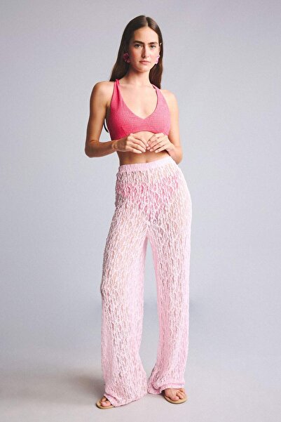 DeFacto Regular Fit Elastic Waist Tulle Pink Beach Pants H3066Ax26Sp