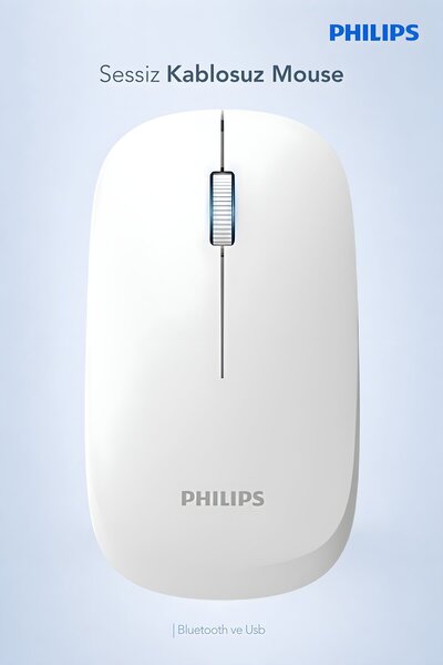 Philips SPK7438 Kablosuz Mouse Bluetooth Mouse 1600DPI 4 Tuşlu Optik Mouse Beyaz