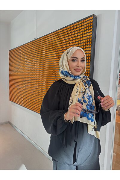 tomrisboutique Luxury Voile Silk Shawl Hijab Foulard Scarf Shawl Flower Patte...
