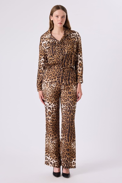 FEVER Leopar desenli dökümlü pantolon