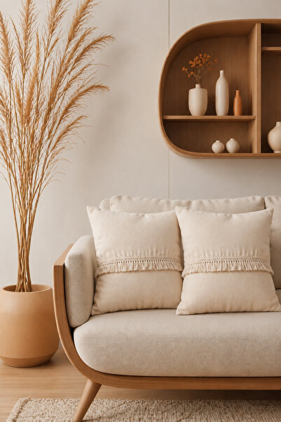 Vannes Home Tasseled Natural Textured Bohemian 2-Piece Decorative Throw Pillo...