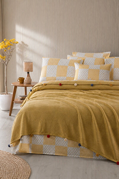 Vannes Home Canlı Renkli Ponponlu Çift Kişilik Pike Takımı 240x260 cm