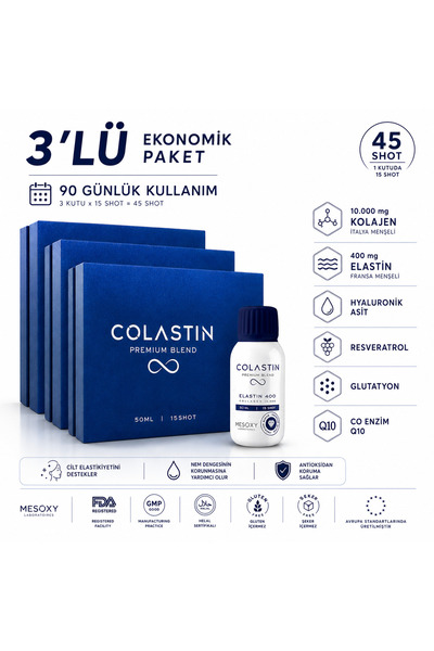 Colastin Premium Blend 10,000 Mg Liquid Collagen & 400 Mg Elastin X3 Box