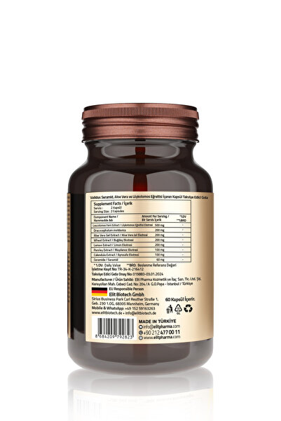 Validus Ceramide 60 mg + Löykotomos Fern 500 mg + Aloe Vera Gel 200 mg + Wheat Extract 200 mg 60 Capsules