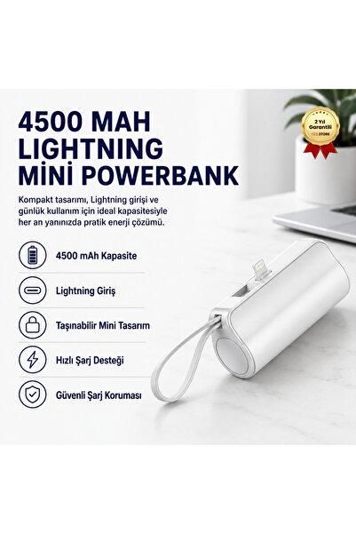 hızlı store 4500 mAh LİGHTNİNG Girişli Taşınabilir Mini Taşınabilir Hızlı Şar...