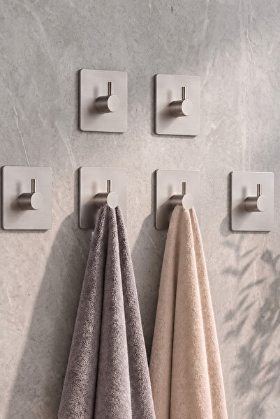 DUREVO 6 ADET Kare Paslanmaz Çelik Banyo Askısı/Bornoz Askısı / Havlu Askısı/...