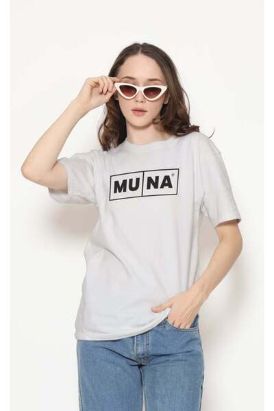 buzagi tasarım ürünleri Muna Regular Fit Unisex White T-Shirt