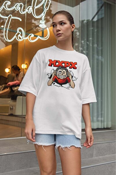 buzagi tasarım ürünleri Mxpx Oversize Fit Unisex White T-Shirt