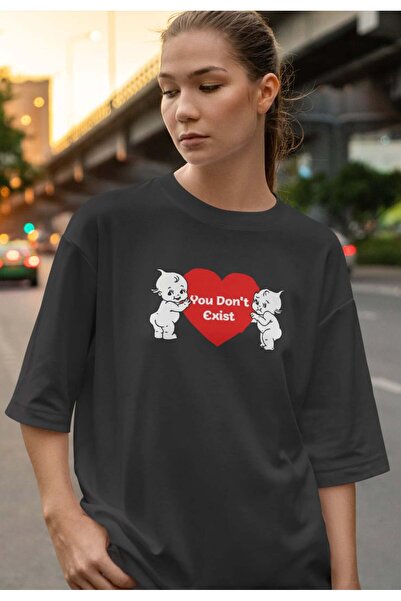 buzagi tasarım ürünleri You Don'T Exist Unisex Black Oversize T-Shirt