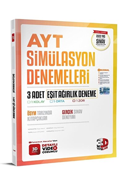 3D Yayınları 3d Ayt 3lü Eşit Ağırlık Simülasyon Genel Deneme 2023 Yks Sınav M...