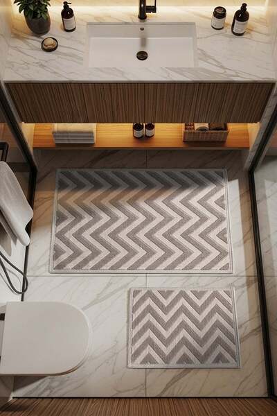 Cotto Home Sakura Sk005a Doğal Pamuk 2'li Banyo Paspas Seti 60x100 60x50cm Ka...