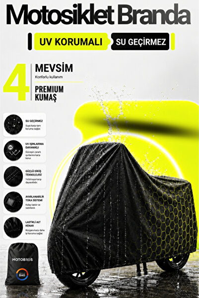 Motobros قماش القنب للدراجات النارية Rks Spontini أسود مقاوم للماء ومتين (أعل...