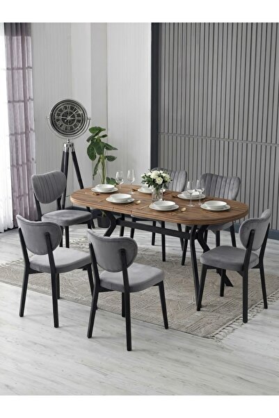 JoyMassa NOVA AHŞAP YEMEK MASASI TAKIMI (6 ADET ELMA SANDALYE/ 90X170 CM YEME...