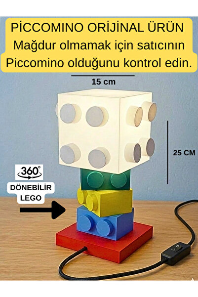 Piccomino Lego Designed Children's Room Night Light – Decorative Table Lamp