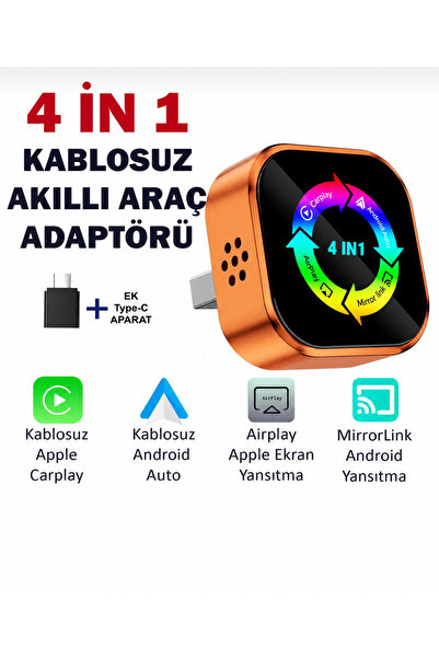 by forever Kablosuz CarPlay Android Auto Adaptörü Ekran Yansıtma Airplay ve M...