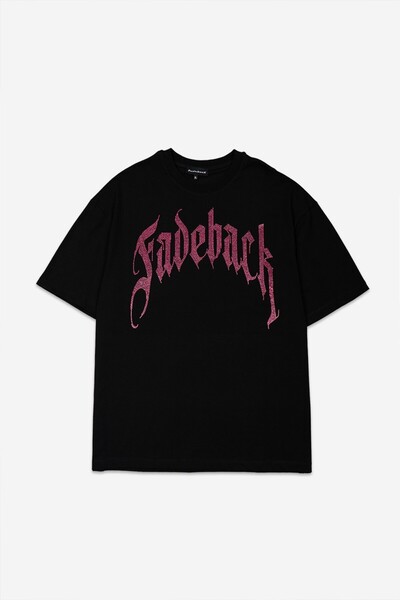 Fadeback Tricou oversize pentru bărbați cu strasuri roz și efect Fadeback